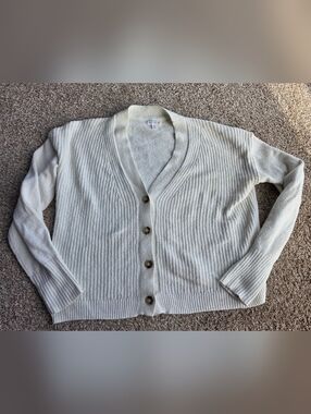 Market & Spruce Cream Ribbed Button-Front Women's Cardigan